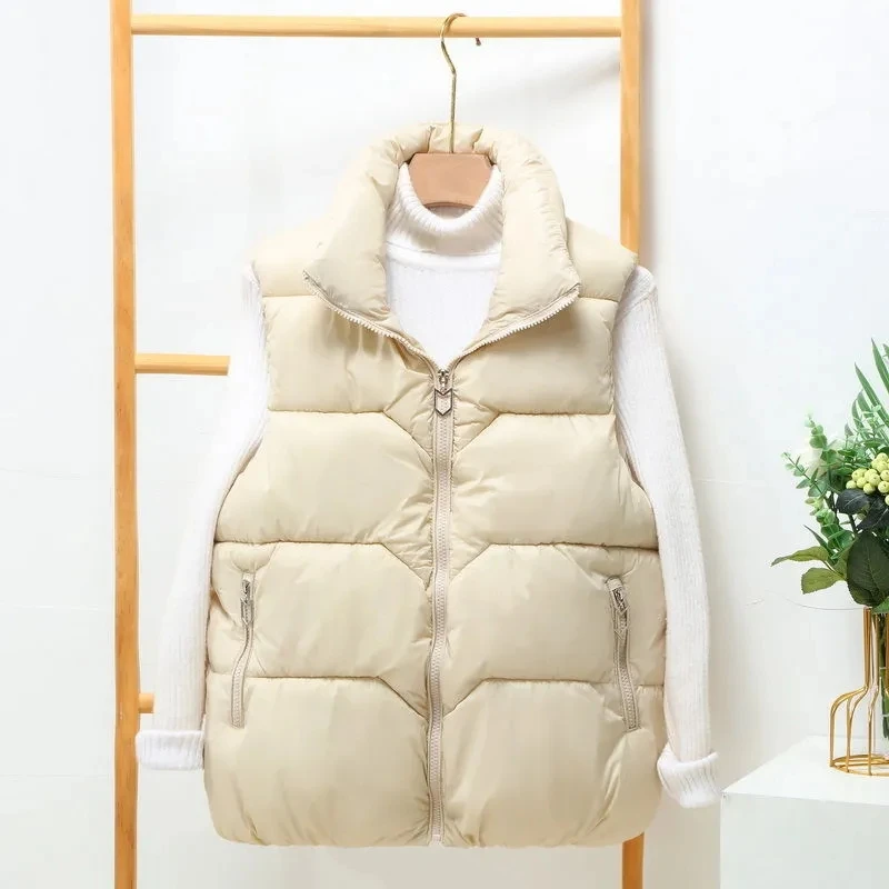 New autumn and winter down cotton women's vest South Korea loose girls multi-functional stand collar casual outdoor vest coat