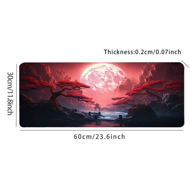 Large Landscape Red Moon Mouse Pad Desk Mat for Office and Gaming Mouse Pad with Enhanced Precision and Comfort