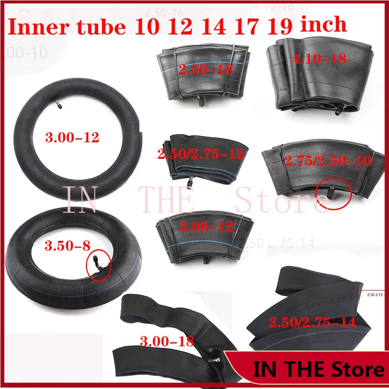 Tires Tube 2.2.75/2.5-10 3.00-12,80/100-12 2.75/2.50-14 3.00-14,90/100-14Inch F&R Rubber Straight Valve Motorcycle Inner Tyres