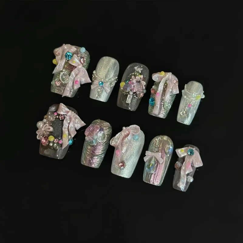 قالب فني للأظافر مع قوس شريطي، قوس شريطي أنيق، مجوهرات ثلاثية الأبعاد، قالب فني أظافر من السيليكون #5