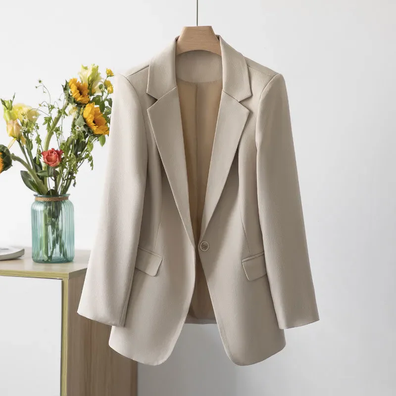 

Casual Solid Color Suit Jacket Women Spring Autumn 2025 New Fashion Long Sleeves Slim Blazer Coat Female Outerwear Top Tide W907