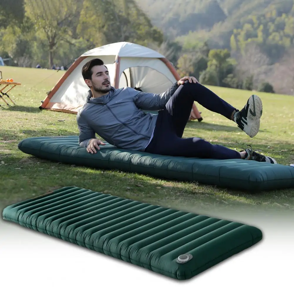 Sleeping Pad Waterproof Built-in Pump One-click Inflation Ultralight Easy Carry Lying Nylon Single Double Seat Camping Mat