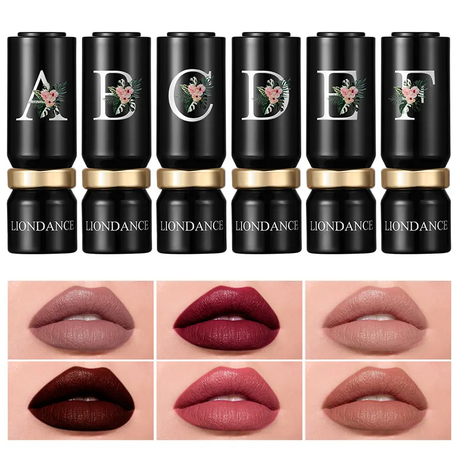 أحمر شفاه LIONDANCE مخملي غير لامع عاري ناعم داكن اللون عالي المصطبغة يدوم طويلاً مقاوم للماء بلسم شفاه للنساء هدية للفتيات