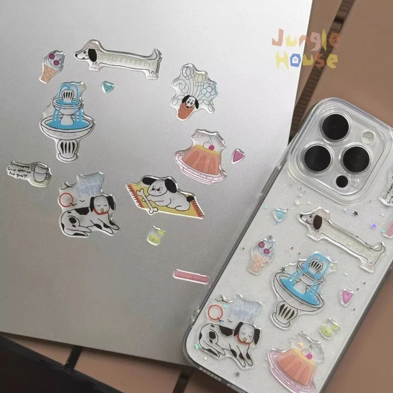 Aesthetic Cute Funny Cake Puppy Jelly Stickers Ins Style Self Adhesive Decals DIY Decor for Phone Case Laptop Journal Scrapbook