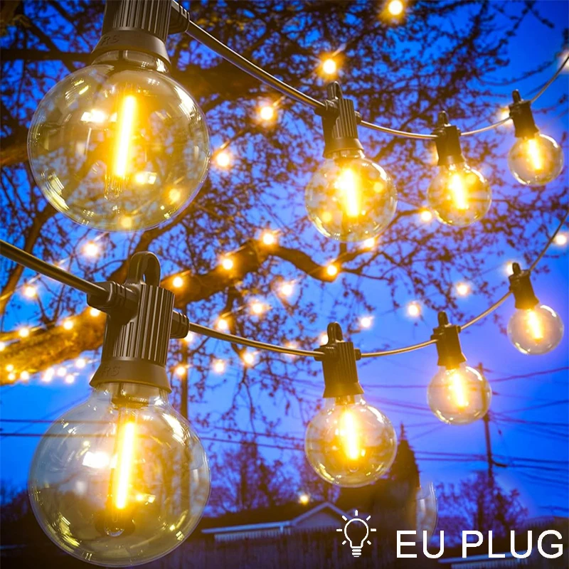 

Globe Outdoor String Lights LED EU Plug 220V G40 Patio String Lights Dimmable Shatterproof Hanging Lights Patio Lights