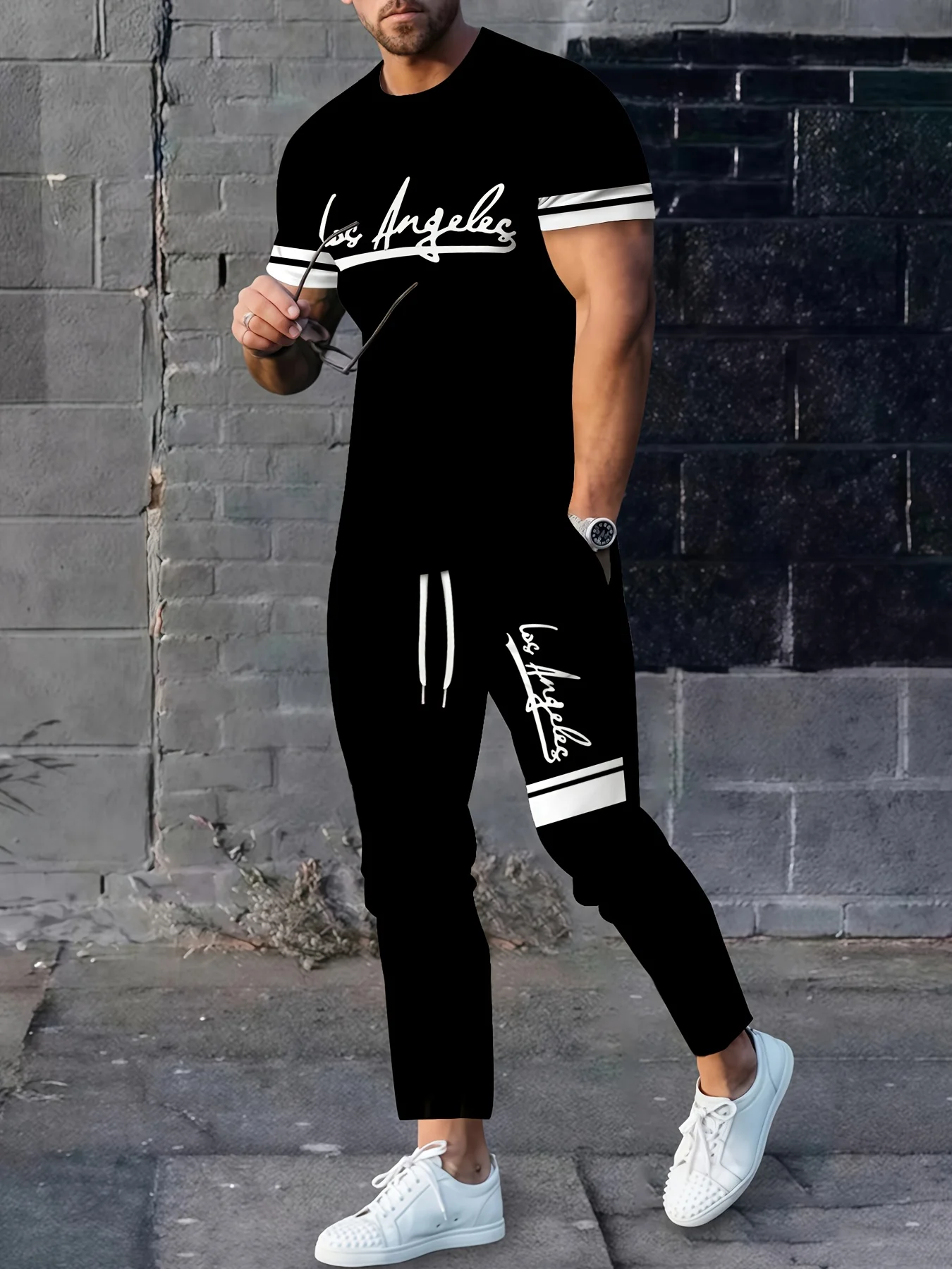 

The men's set for the summer of 2025 is fashionable casual sporty comfortable and breathable