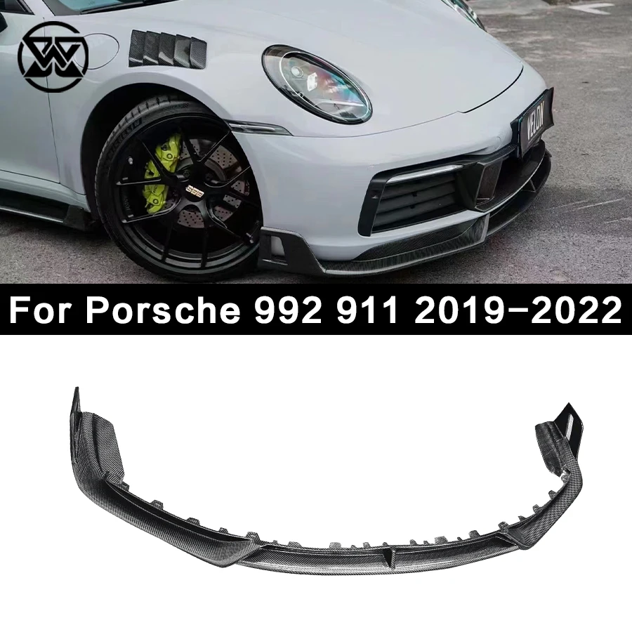 

Carbon Fiber Front Bumper Chin Lip Spoiler Car Style Body Kits Accessories For Porsche 911 992 2019 2020 2021 2022 2023