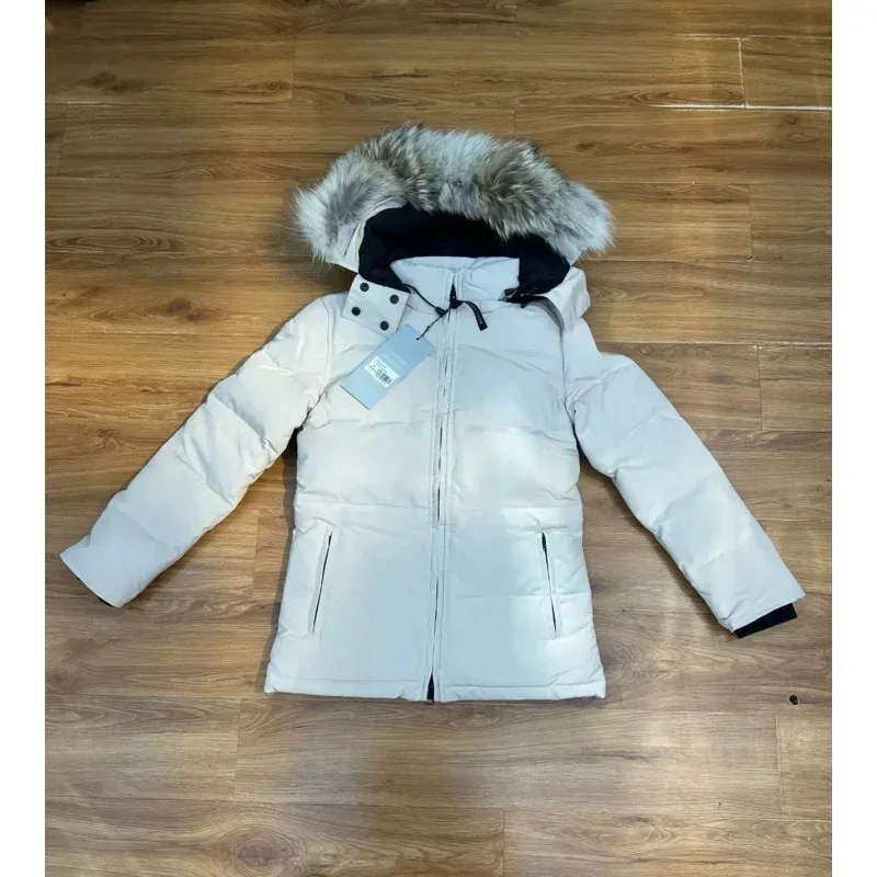 Cana * a Go * se Effen kleur winddicht crop pufferjack Winter dikke korte stijl 90% witte ganzendons jas Damesmode Co