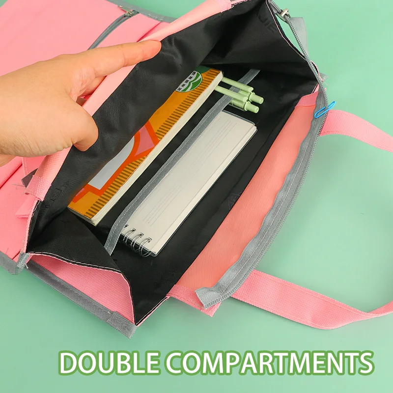 Huajie 1 أكسفورد القماش عمودي سعة كبيرة ستيريو حقيبة يد مقاومة للاهتراء ومقاومة الأوساخ الكمبيوتر المحمول الضروريات اليومية حقيبة مستحضرات التجميل مناسبة للسفر المكتبي والمدرسة