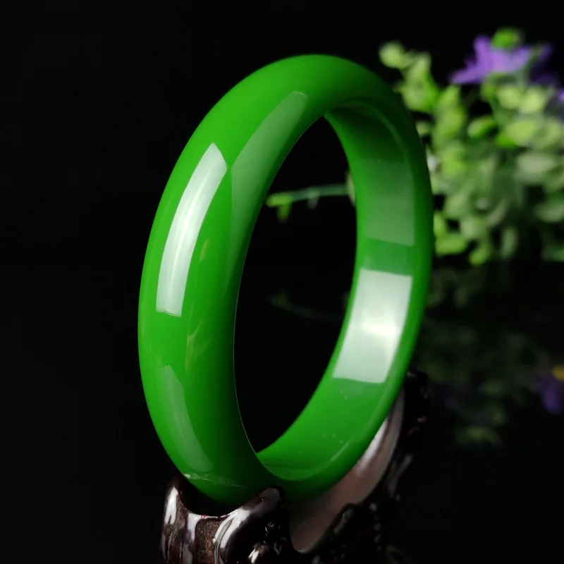 Natural Chinese Green Hand-carved Jade Bracelet Fashion Jewelry Exquisite Wide Jade Bracelet for Girls and Mom Gifts Accessories