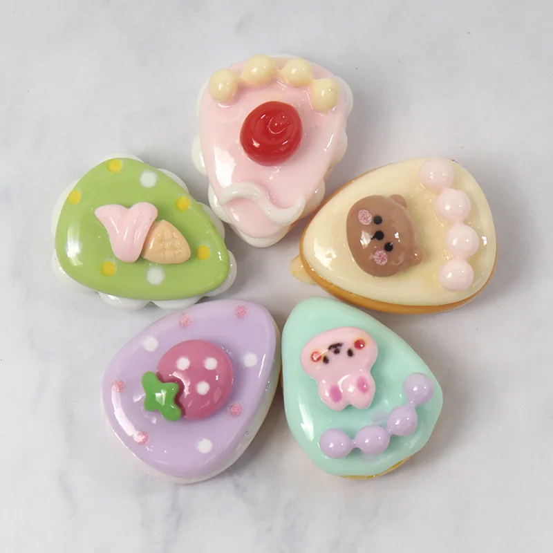 10pc Cartoon Resin Decor Layer Cake Creative Diy Cream Key Chain Sticker Home Decoration Pendant Hairpin Resin Accessories