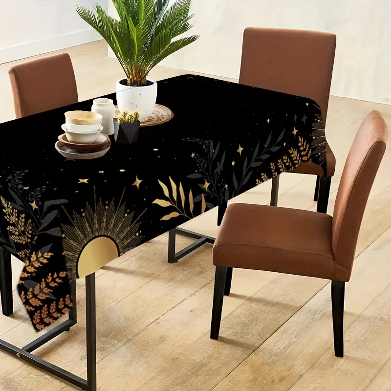 One rectangular tablecloth with lunar phase and starry sky design. It is a tabletop game cloth and is suitable for indoor usezyc