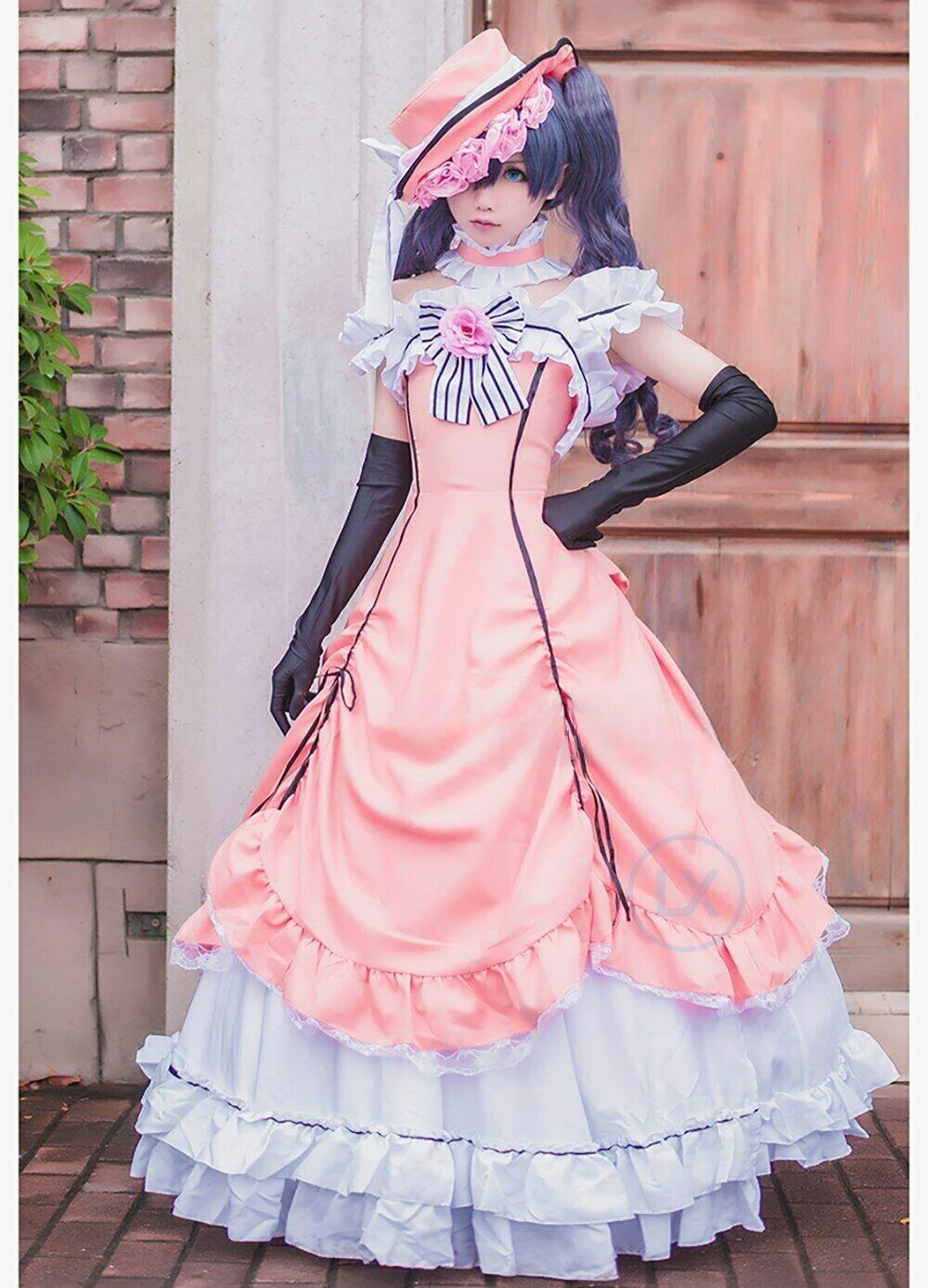 

Anime Black Butler Kuroshitsuji Ciel Phantomhive Cosplay Sleeveless Lace Maid Cut Full Dress Uniform Outfit Princess Costumes