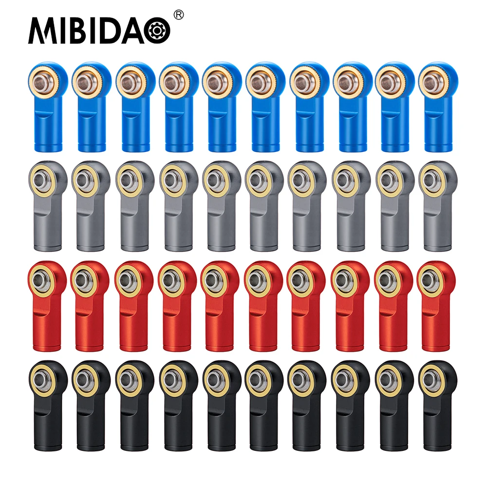 MIBIDAO 5Pcs Aluminum Alloy M4 Link Rod Ball Ends Head CCW for TRX4 TRX-4 Axial SCX10 II 90046 1/10 RC Crawler Car Part