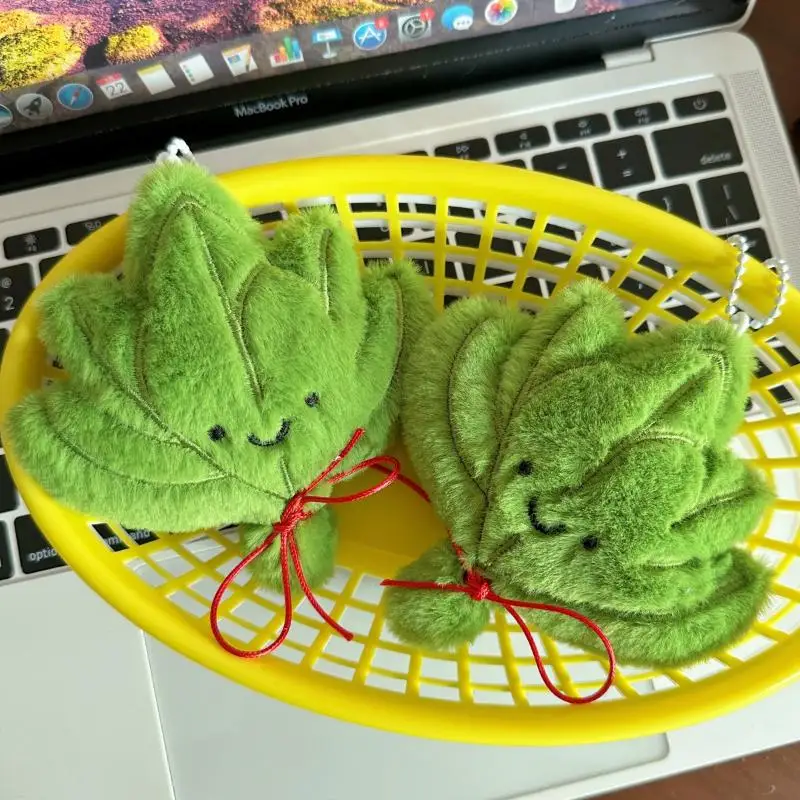 Amuleto de pelúcia de folha de pomelo da sorte, pingente tradicional de boa sorte para casa, carro e mochila, lindo presente auspicioso