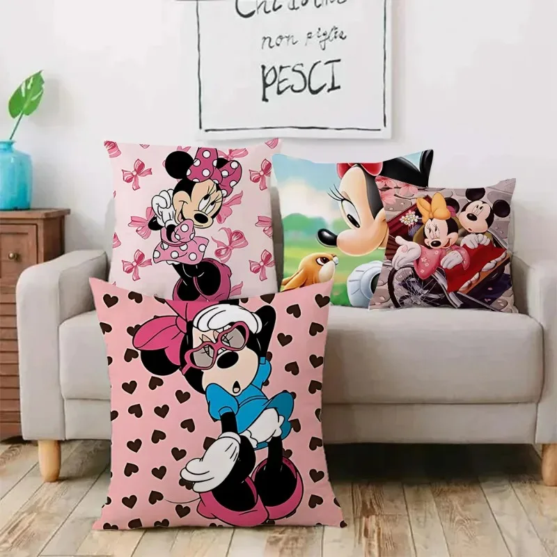 D-Disney cute Minnie Mouse Pillow Covers Cartoon Sofa Decorative Home Printing  Cute Cushion Cover