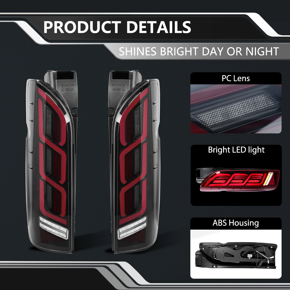 LED Tail Lights For Toyota Hiace 2005 2006 2007 2008 2009 2010 2011 2012-2018 Rear Brake Light Turn Signal Lamp Car Accessories