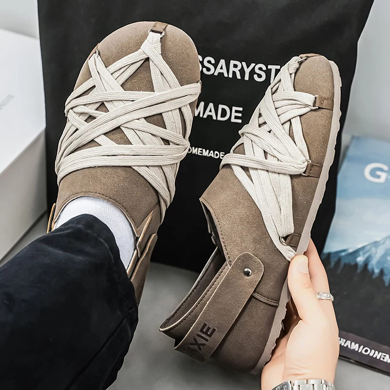 

2026 Men's Summer Breathable Slip-On Sandals Thick Bottom Casual Slipper New Half Slippers Home Comfort Rubber Upper zapatillas