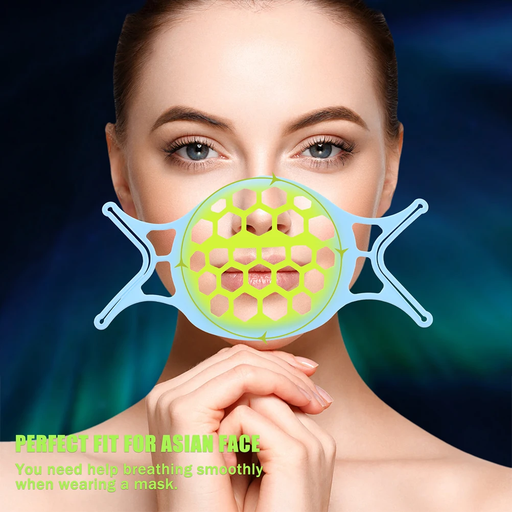 

4pcs Mask Holder Silicone Reusable Lipstick Protective Stand Face Mask Inner Frame 3D Breathable Bracket Summer Comfort
