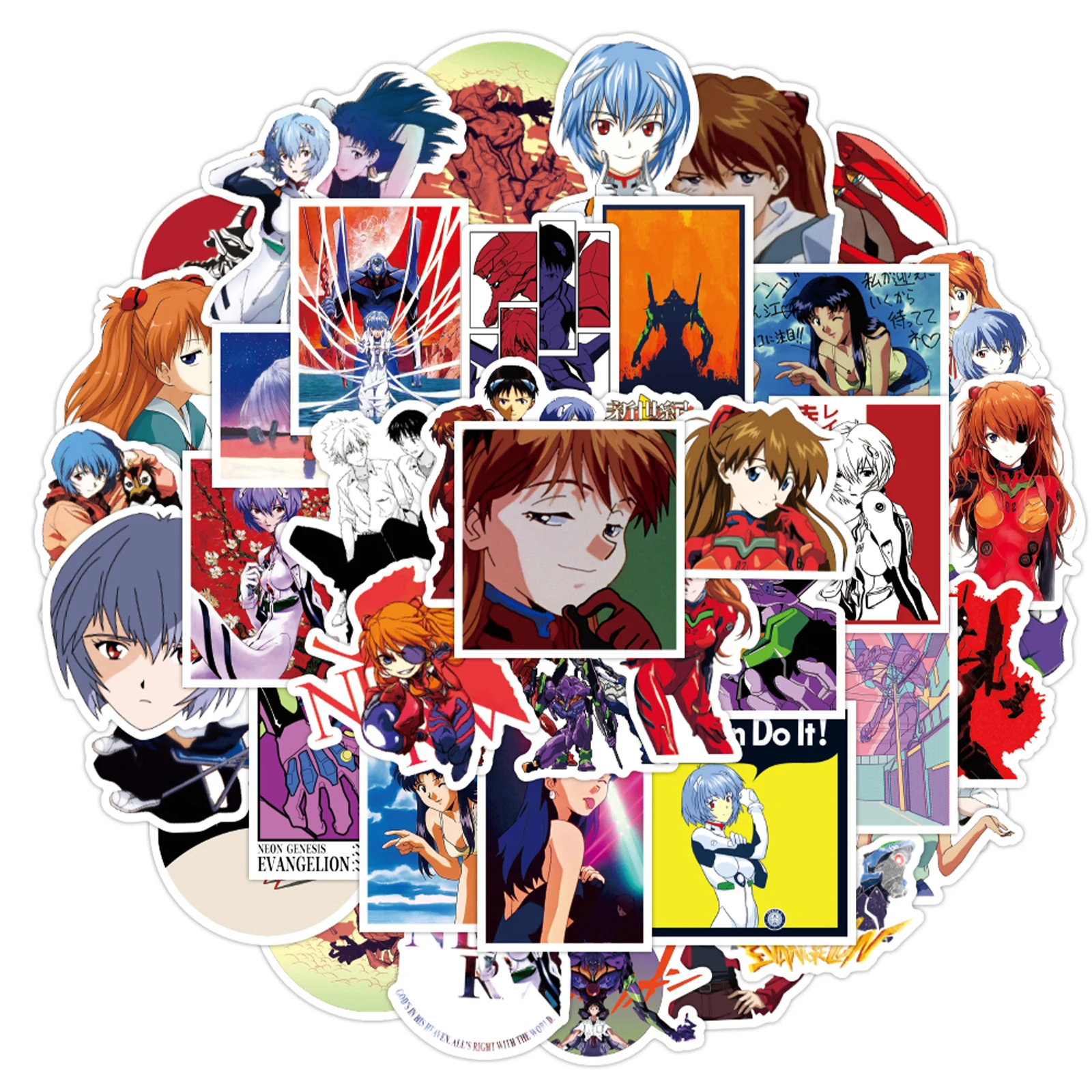 50pcs Neon Genesis Evangelion Anime Stickers Waterproof Sticker Pack Cute Phone Case Kawai Laptop Skin Art Supplies