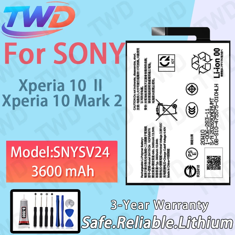 

SNYSV24 Large capacity 3600mAh Battery For Sony Xperia 10 ii/Xperia 10 Mark 2 Batteries New High Quanlity+Free Tools