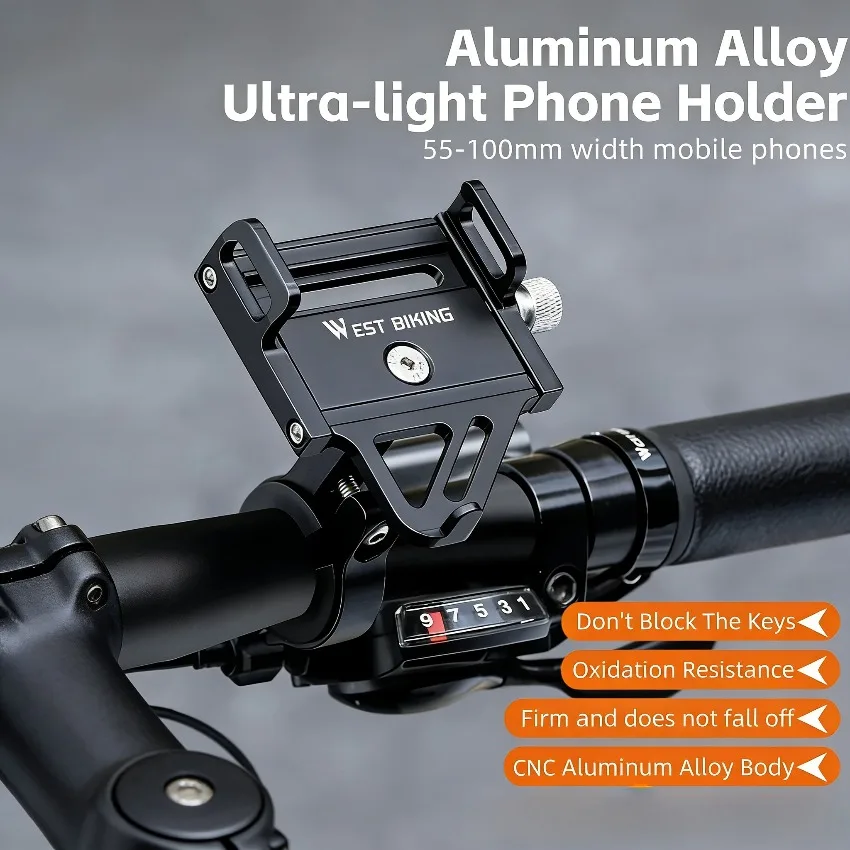 

Держатель для телефона из алюминиевого сплава на руль велосипеда/мотоцикла с механическим замком, без блокировки, противоскользящий, для навигации