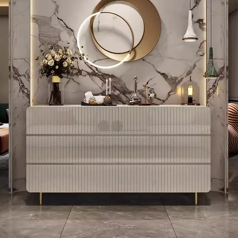 

Light luxury solid wood chest cabinet, living room wall locker, bedroom drawer storage cabinet, household dining side cabinet, p