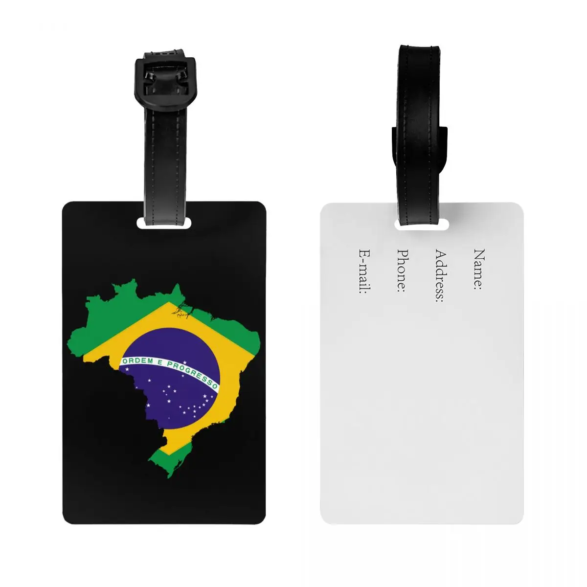 Brazil Map Flag Luggage Tags for Travel Suitcase Brazilian Patriotic Privacy Cover ID Label