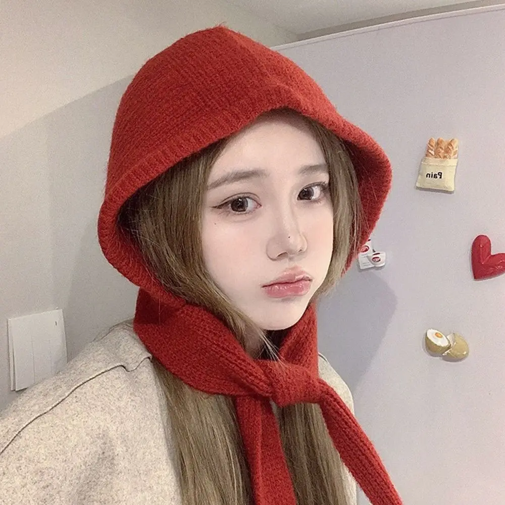 Fashion Warm Winter Hat Cute Neckerchief Bomber Hat Thickened Knitted Cap for Women