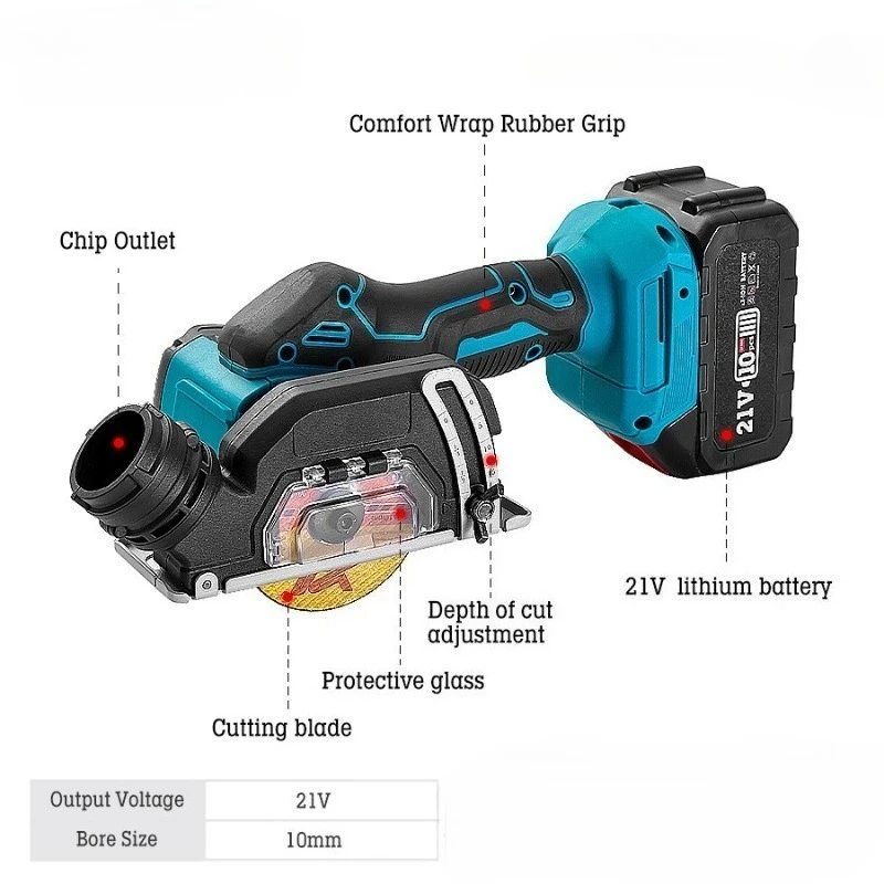 Electric Angle Grinder Cordless Digital Display Cutting Machine Polishing Machine 21V Rechargeable Tools