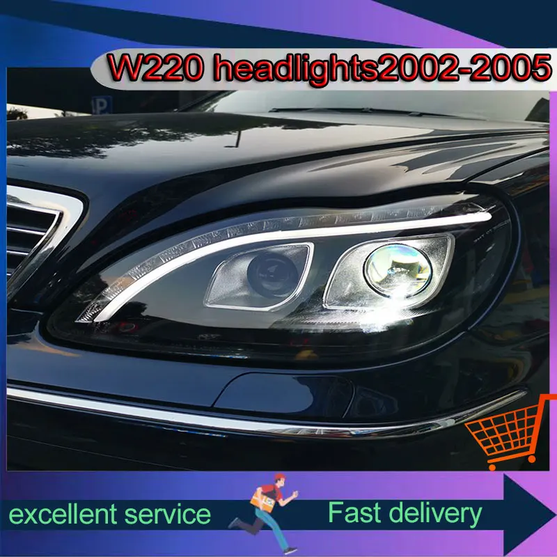 Head Light For Benz 2002-2005 W220 S280 S320 S350 Upgrade LED DRL Dynamic Turn Projector Lens Automotive Accessories Front Light