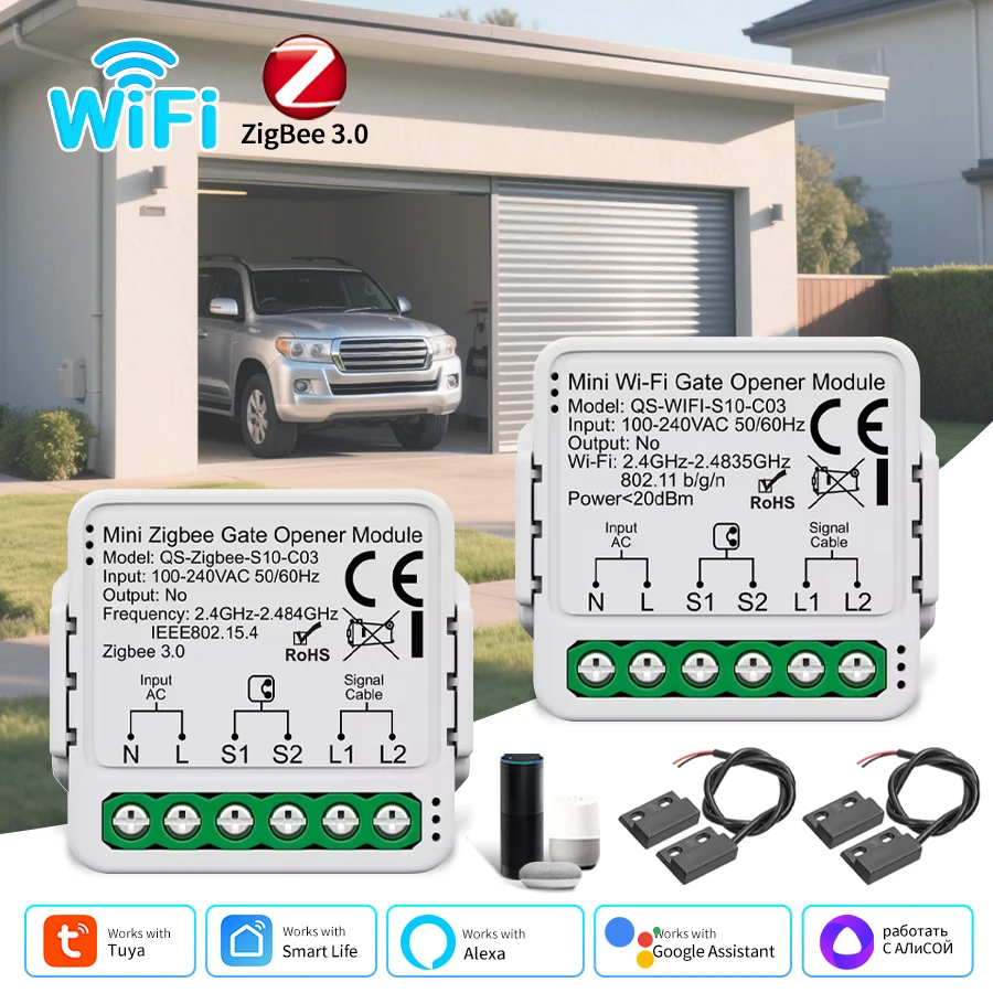 

Tuya WiFi ZigBee Garage Door Opener Smart Gate Controller Switch Module Smart Life App Remote Works with Alexa Google Home