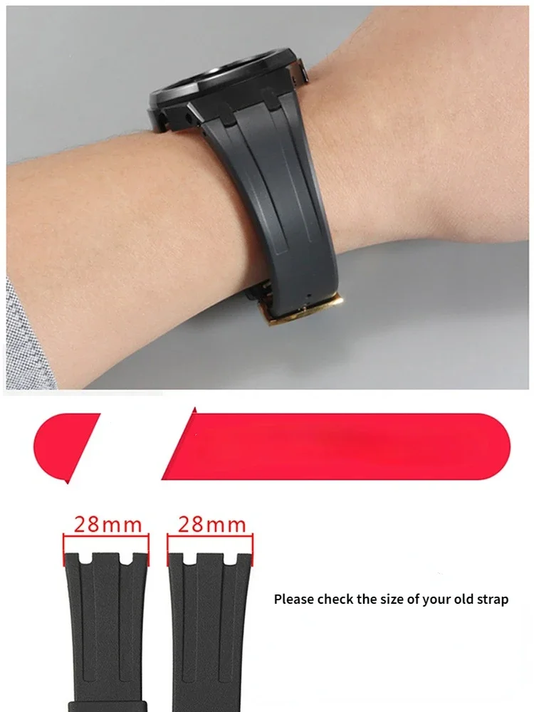 Silicone Watch Band for AP Royal Oak Offshore Series 15710 26470 Folding Buckle Rubber Strap 28mm