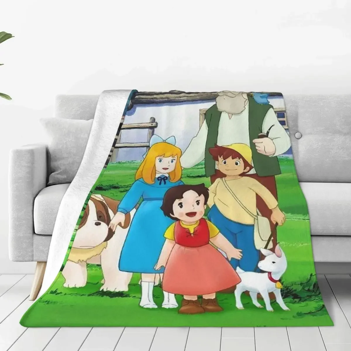 ผ้าห่อตัวเด็ก Heidi ผ้าคลุมโซฟาอนิเมะผู้หญิงแห่งเทือกเขาแอลป์ผ้าฟลีซสำหรับกลางแจ้งในบ้านผ้ากำมะหยี่บางสำหรับฤดูใบไม้ผลิ/ฤดูใบไม้ร่วง