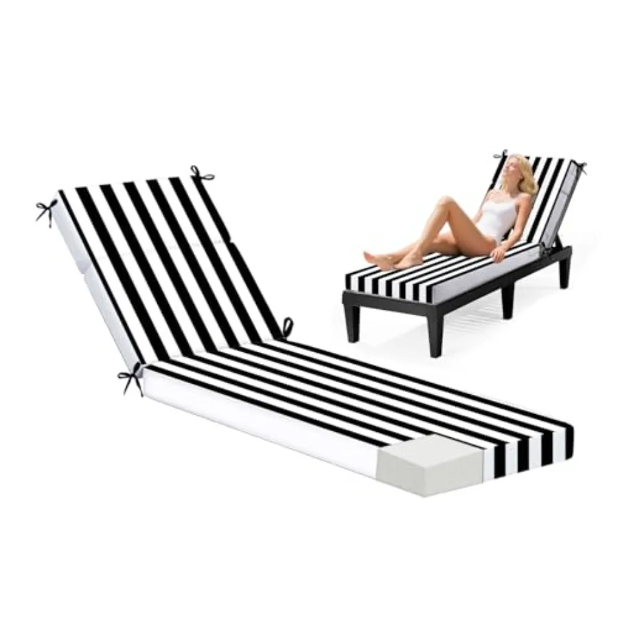 

Waterproof Chaise Lounge Cushions, 72x21x3 Inch Outdoor Lounge Chair Cushion Foam Fade Resistant Patio Sun Lounger Pad Replacem
