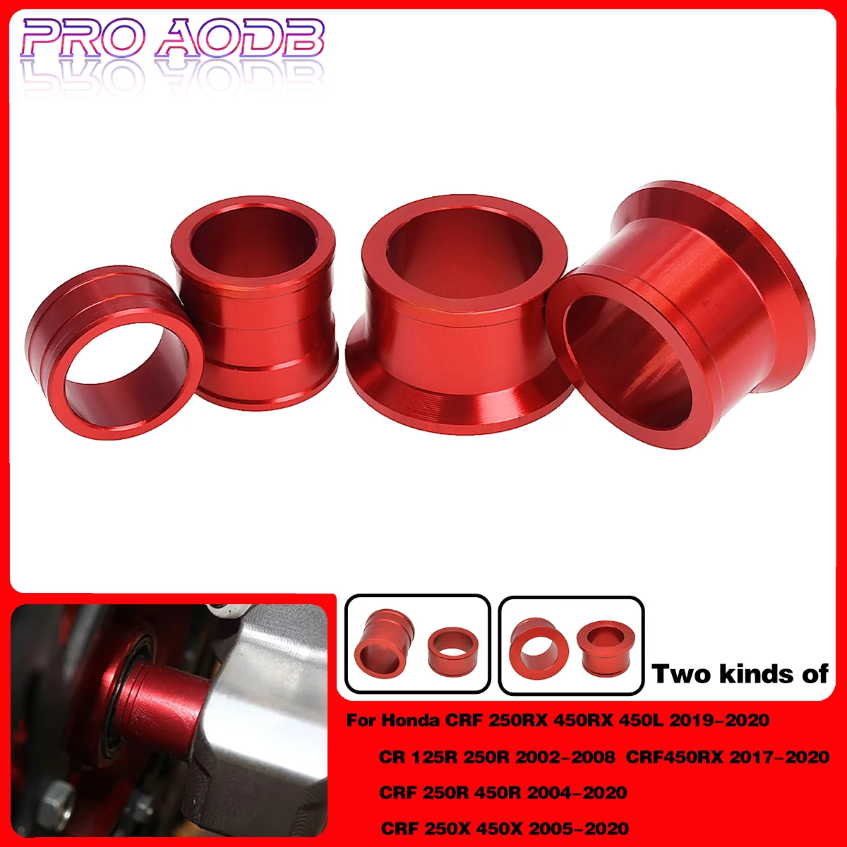 

Motocross Accessories CNC Aluminum Front Rear Wheel Spacers For Honda CR CRF 125R 250R 450R 250RX 450RX 250X 450X 450L 2002-2020