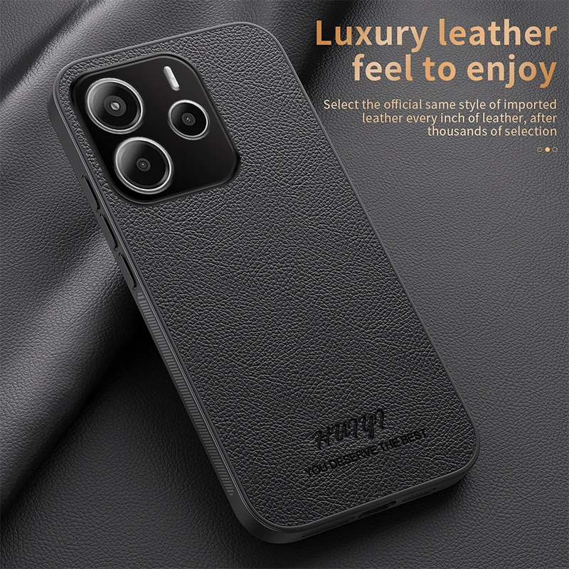 Luxury Business Leather Soft Frame Magnetic Cover For Xiaomi Redmi Note 14 5G Note14 5G Phone Cases Capa