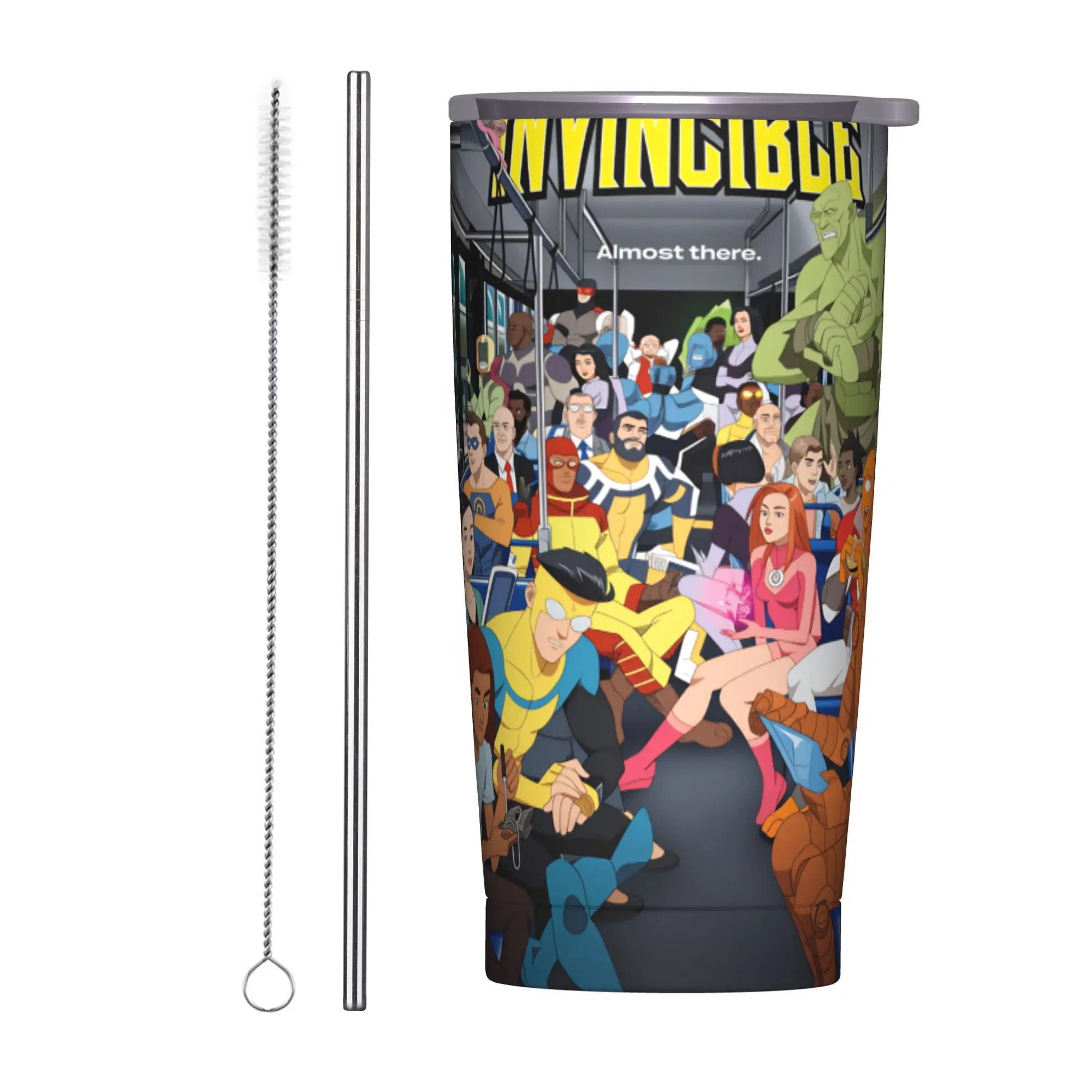 Comic I-Invincible Hero Tumbler  Leakproof Hot Drinks Water Bottle Stainless Steel Camping Thermal Mug,