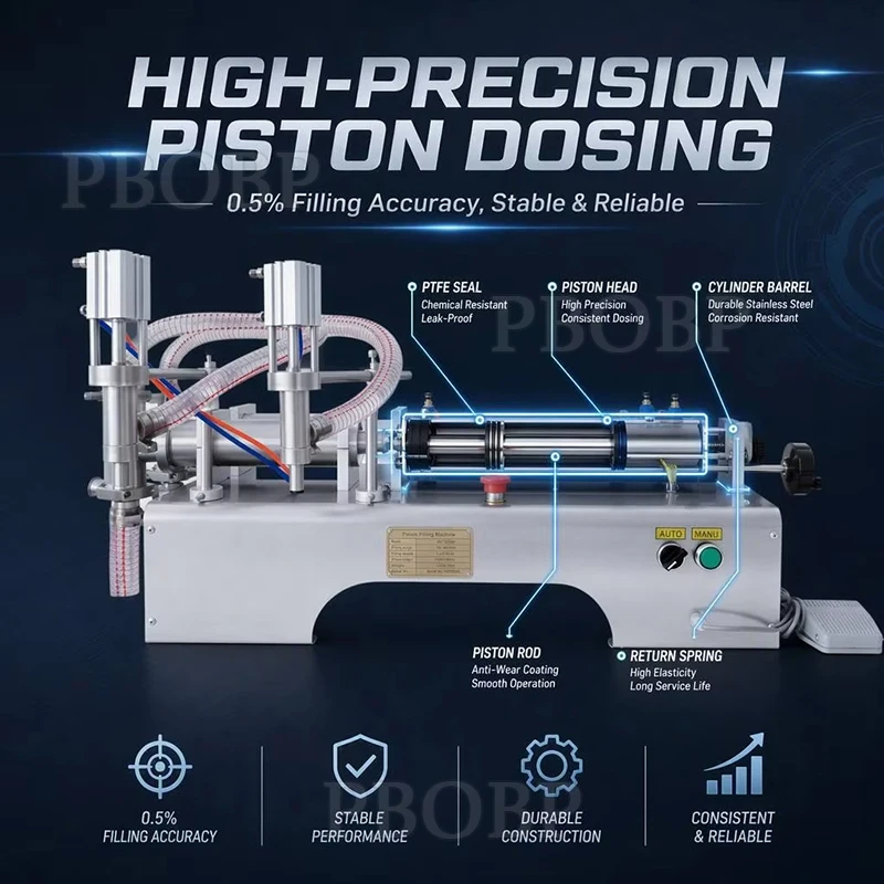 Including Tariffs Pneumatic Piston Type Liquid Shampoo Water Wine Vinegar Coffee Oil Beverage Detergent Filling Machine