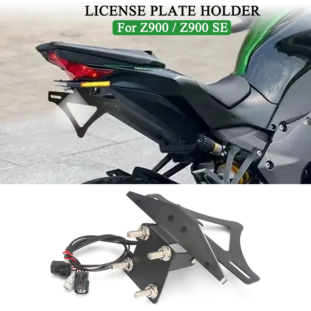 

2025 For Kawasak Z 900 Z900 z900 2025 Motorcycle Rear Tail Bracket License Plate Holder Bracket Turn Signal Light LED CNC