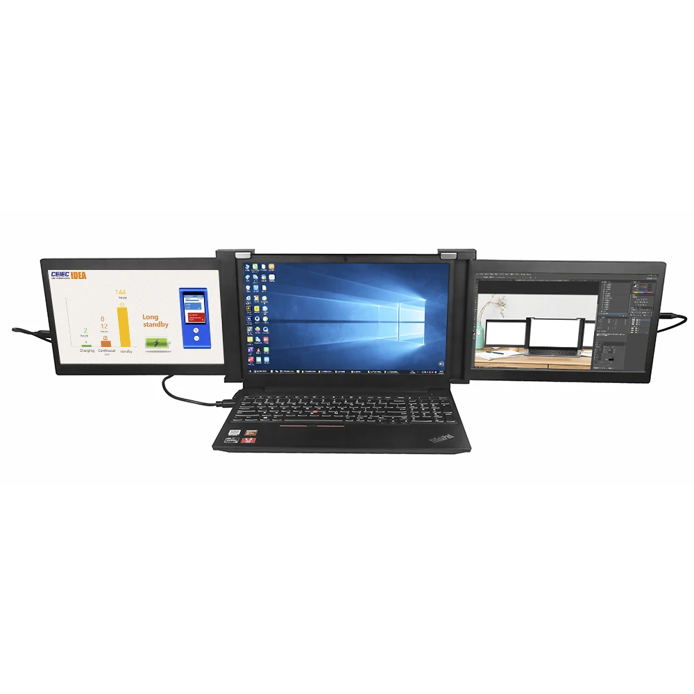 

FOPO 13,3-дюймовый тройной экран для ноутбука, ЖК-мониторы компьютера с несколькими портами, расширенный экран для ноутбука