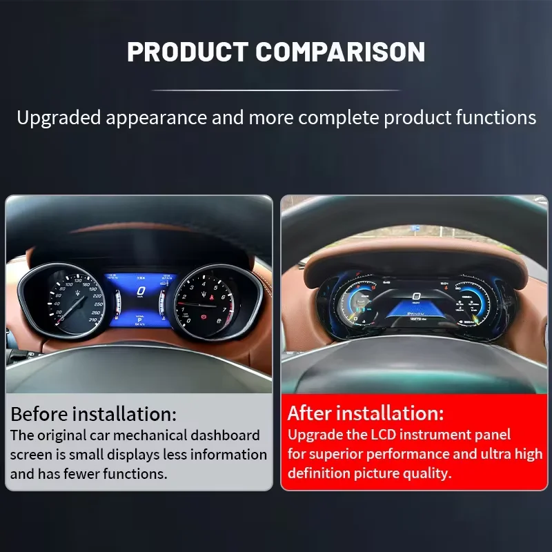 

Car Digital Cluster For Maserati Levante Ghibli Quattroporte 2013-2023 Dashboard Instrument Speedometer LCD Meter Screen Panel