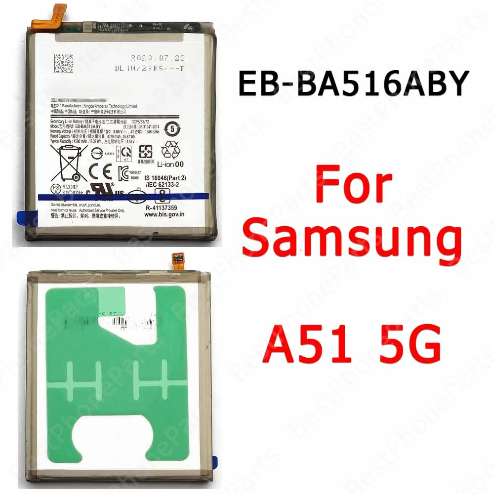 Battery For Samsung Galaxy A51 5G Bateria Li-ion EB-BA516ABY Spare Parts 4500 mAh Cellphone Replacement