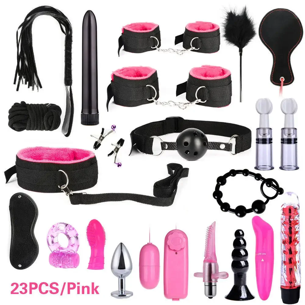 Sex Products Erotic Toys for Adults BDSM Sex Bondage Set Handcuffs Nipple Clamps Gag Whip Rope Sex Toys For Couples - Image 4