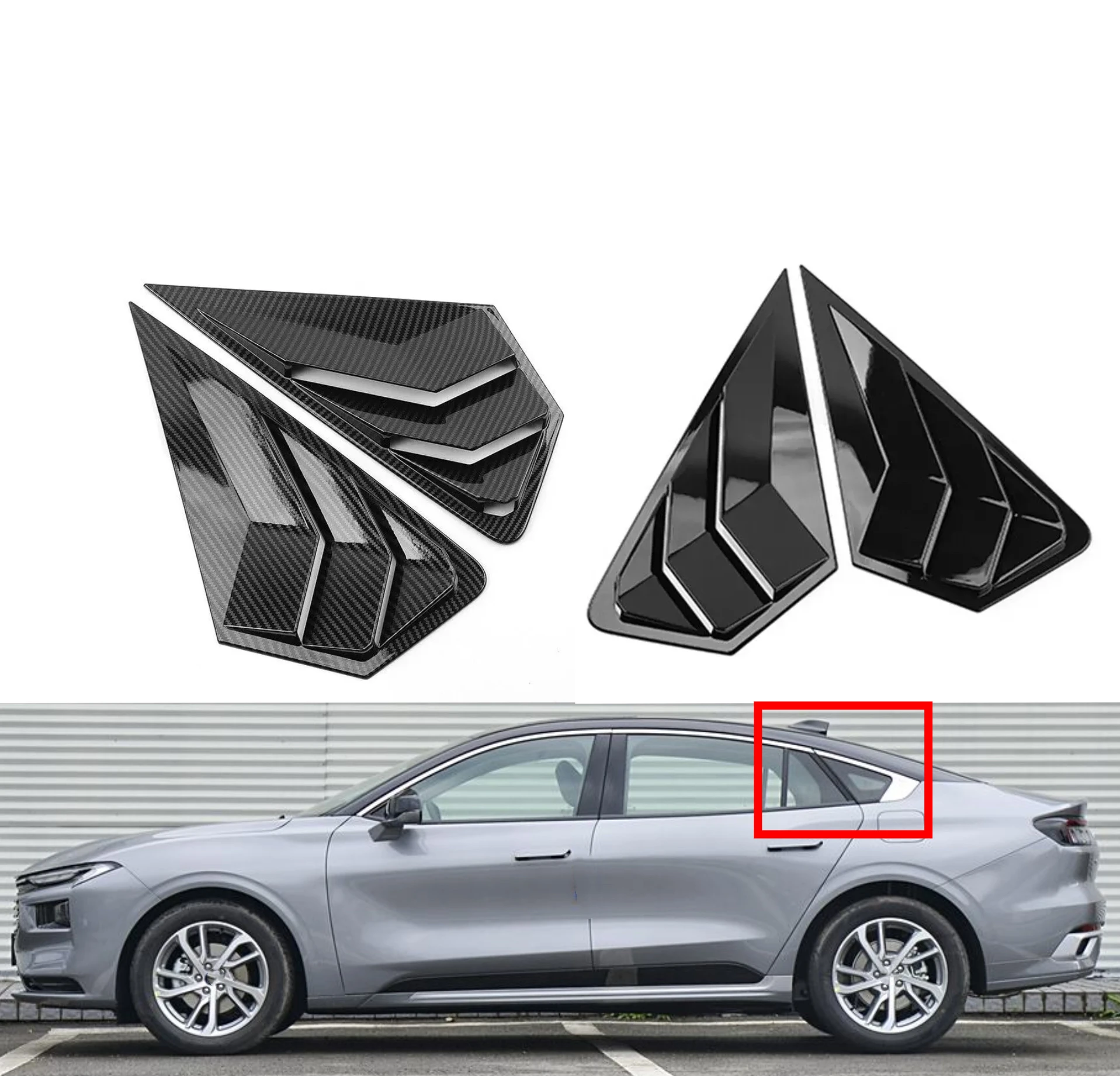 

Fit For Ford Mondeo Fusion 2022 2023 Car Rear Louver Window Side Shutter Cover Trim Sticker Vent Scoop ABS Carbon Fiber