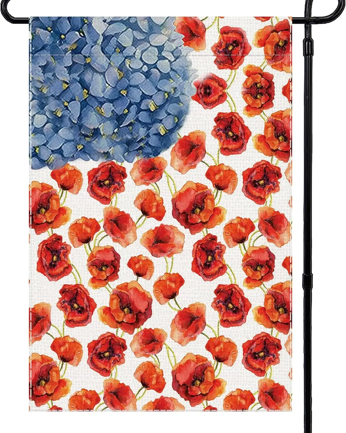 Memorial Day Garden Flag 4th of July Patriotic Poppy Welcome Vertical Small Flags for Outside, 12x18 Inch Summer Spring Flow ZZM