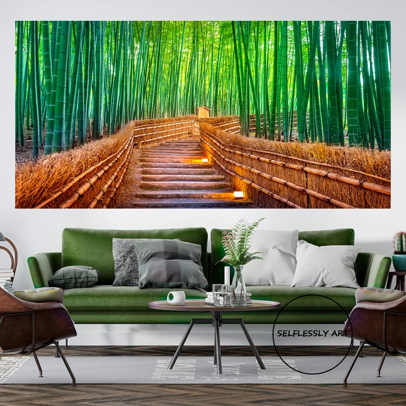 

Wild Landscape Canvas Painting Natural Scenery Bamboo Forest Posters and Prints Wall Art Pictures For Living Room Home Decor