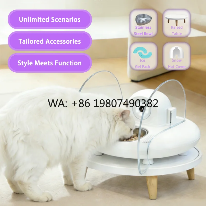 Face Recognition Automatic Pet Feeder, 6-Bowl HD Leakproof Charging Design for Multi-Cat  Daily Feeding
