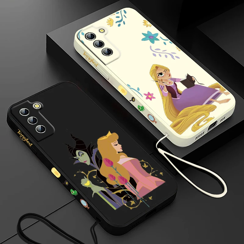 Disney Tangled Rapunzel Phone Case For Samsung Galaxy S24 S23 S22 S21 S20 Pro FE Plus Ultra Liquid Left Rope Cover