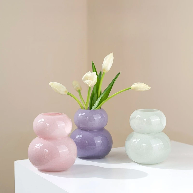 Mini gourd glass vase hydroponic plant dried flower device living room tabletop ornament